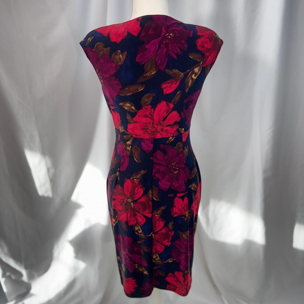 Lauren Ralph Lauren Floral Sheath Dress 2P Petite Event Cocktail Dark Feminine - Picture 15 of 16